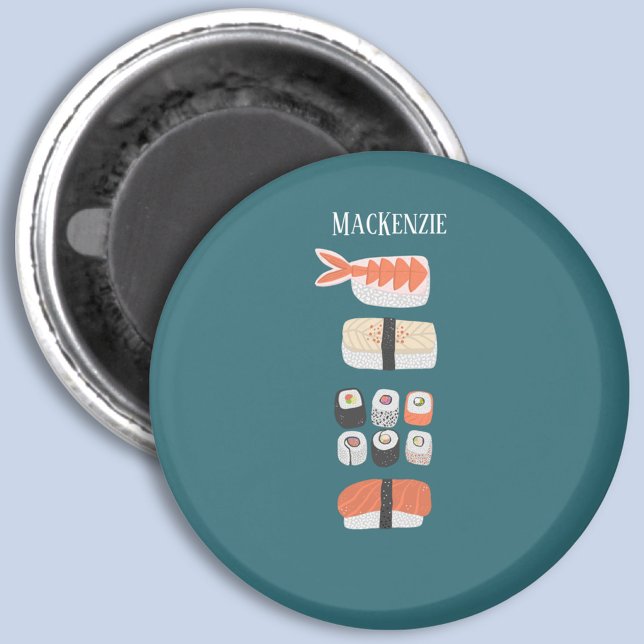 Íman Nome Personalizado Sushi (Fun Japanese sushi personalized name magnet)