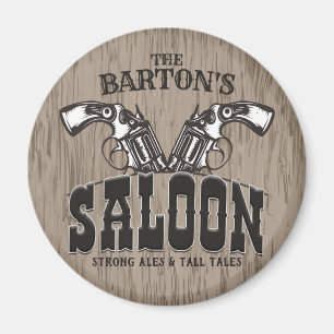 Íman Nome personalizado Wild West Gun Revolver Saloon