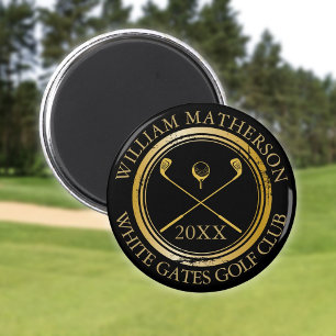 Íman Nome Preto e Dourado e Data do Nome do Clube