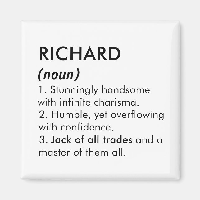 Íman Nome Richard, Nome editável, Nome personalizado (Frente)