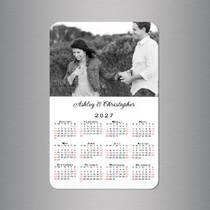 Íman Nomes de Fotos Personalizados Calendário 2027