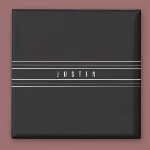 Íman Nomes editáveis e faixas geométricas Preto e bra