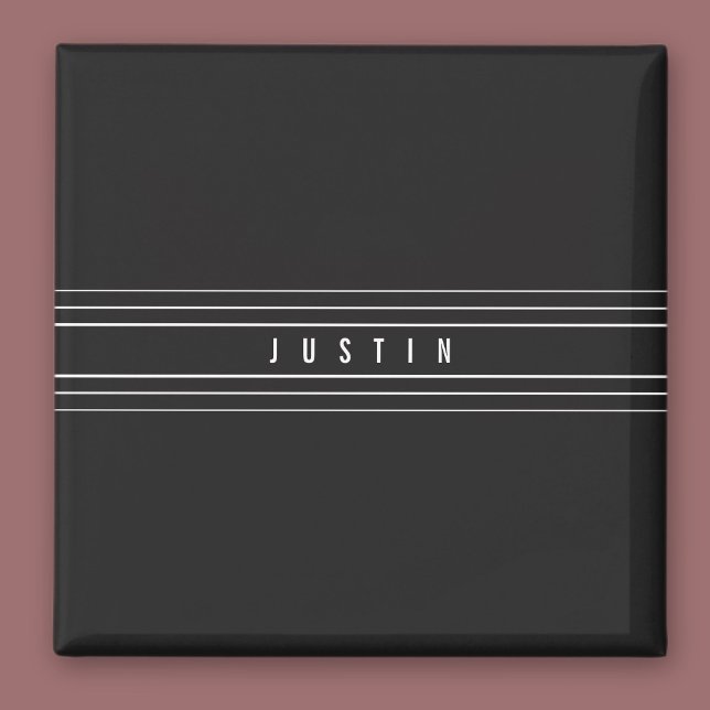 Íman Nomes editáveis e faixas geométricas | Preto e bra (Criador carregado)