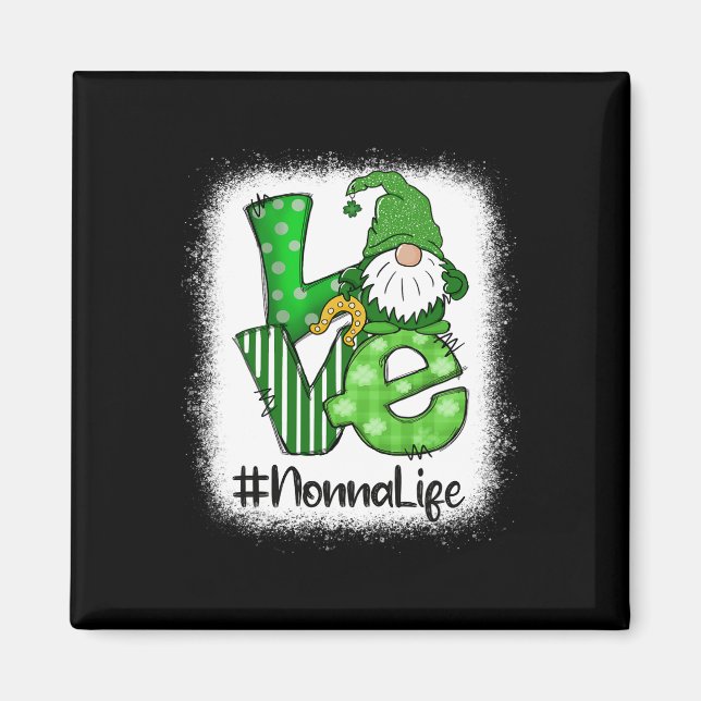 Íman Nonna Love St Patricks Day Bleached Gnome Lucky  (Frente)