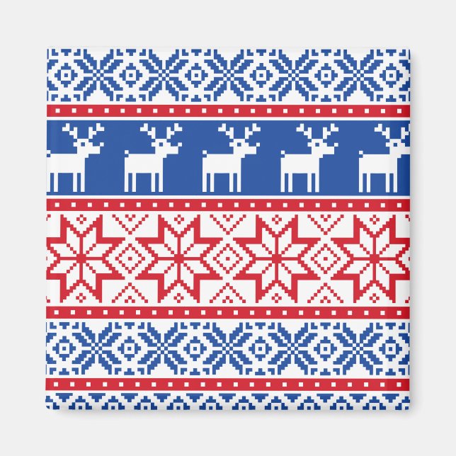 Íman Nórdico Reindeer e Flocos de Neve (Frente)