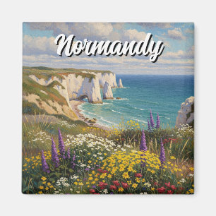 Íman Normandia França Etretat Cliff Flores selvagens