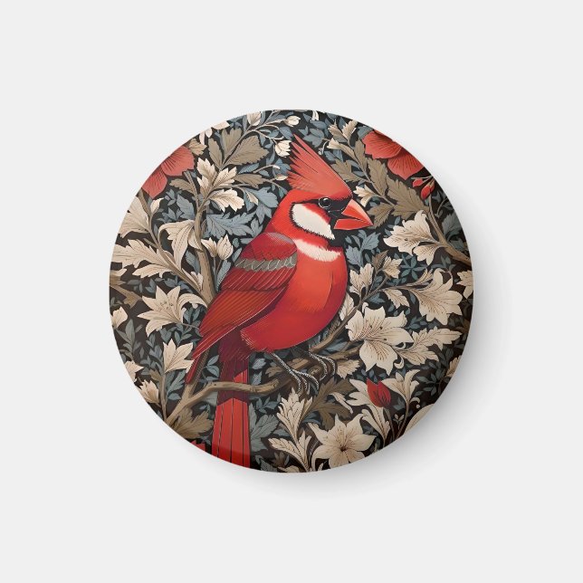 Íman Norte Cardinal Bird William Morris Inspirado (Frente)