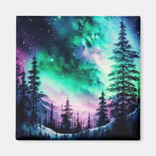 Íman Norte Celestial Aurora Borealis Acende Vívido