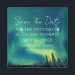 Íman Norte Luzes Aurora Borealis<br><div class="desc">Casamento elegante,  moderno,  trendy Aurora Borealis,  Imã salve a data. Luzes nortes,  Alasca. Você pode personalizá-lo com seus detalhes.</div>