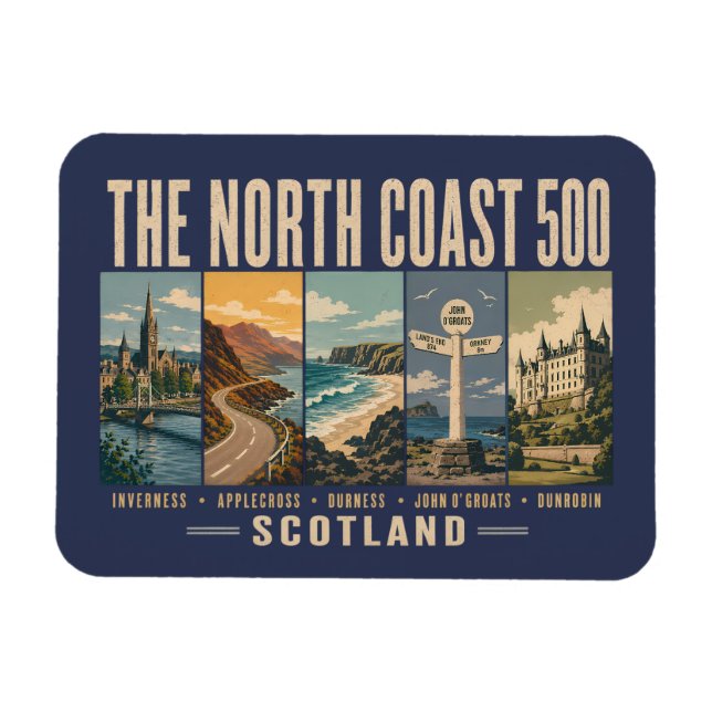 Íman North Coast 500 Scotland Landmarks Illustration (Horizontal)