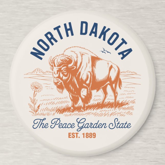 Íman North Dakota Bison | The Peace Garden State (Criador carregado)