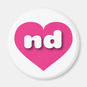 Íman North Dakota Hot Pink Heart - Amor
