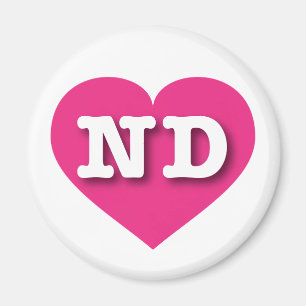 Íman North Dakota Hot Pink Heart - Big Love