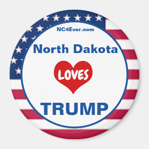Íman North Dakota LOVES TRUMP Patriotic Fridge