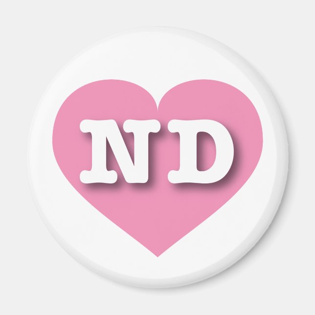 Íman North Dakota Pink Heart - Eu amo ND (Frente)