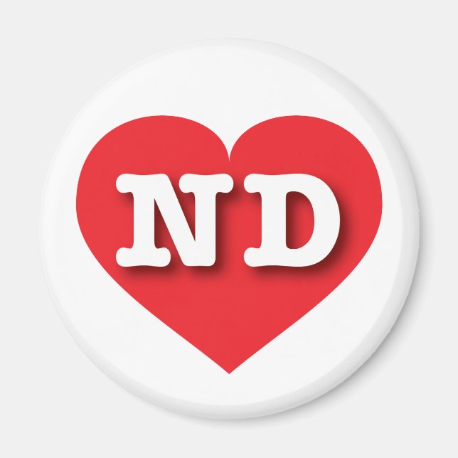 Íman North Dakota Red Heart - Eu amo ND (Frente)