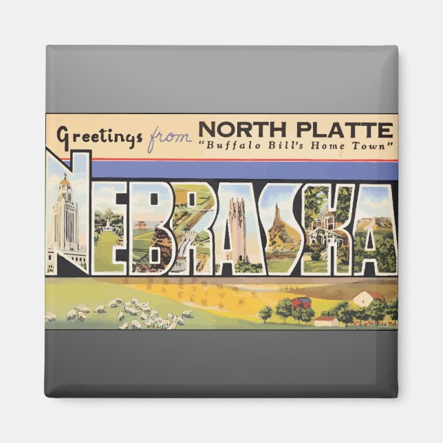 Íman North Plate "Buffalo Bill'S Home Town", Nebraska,  (Frente)
