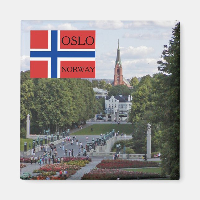 Íman Noruega Escandinávia Oslo Vigeland viagem souvenir (Frente)