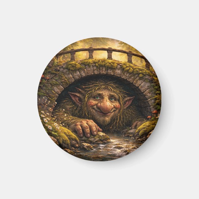 Íman Norwegian Troll Hiding Under Bridge, Magnet (Frente)