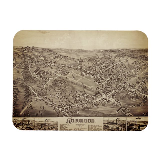 Íman Norwood, MÃE Vintage Map 1882 (Horizontal)