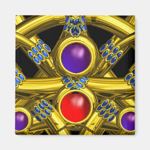 ÍMAN NÓS CELTICOS ABSTRATO DOURADOS COM GEMSTONAS COLO