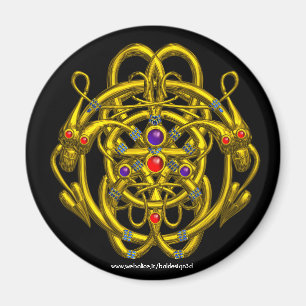 ÍMAN NÓS CELTICOS DOURADOS COM DRAGÕES GÊMEOS