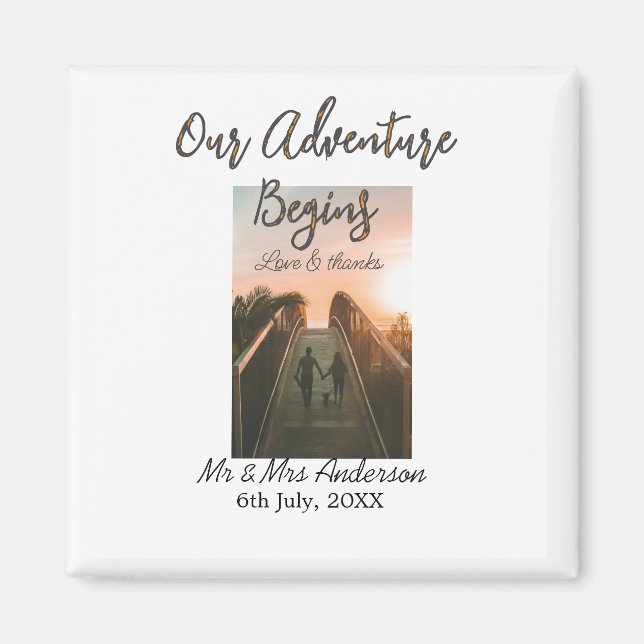 Íman Nossa aventura começa casal foto amor e obrigados (Frente)