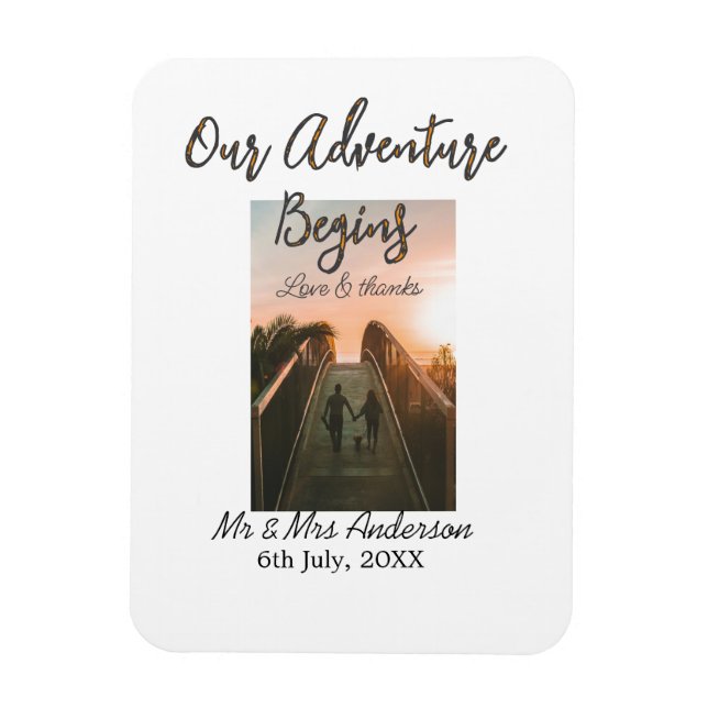 Íman Nossa aventura começa casal foto amor e obrigados (Vertical)