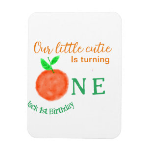 Íman Nossa pequena fruta de citros laranja de aniversár