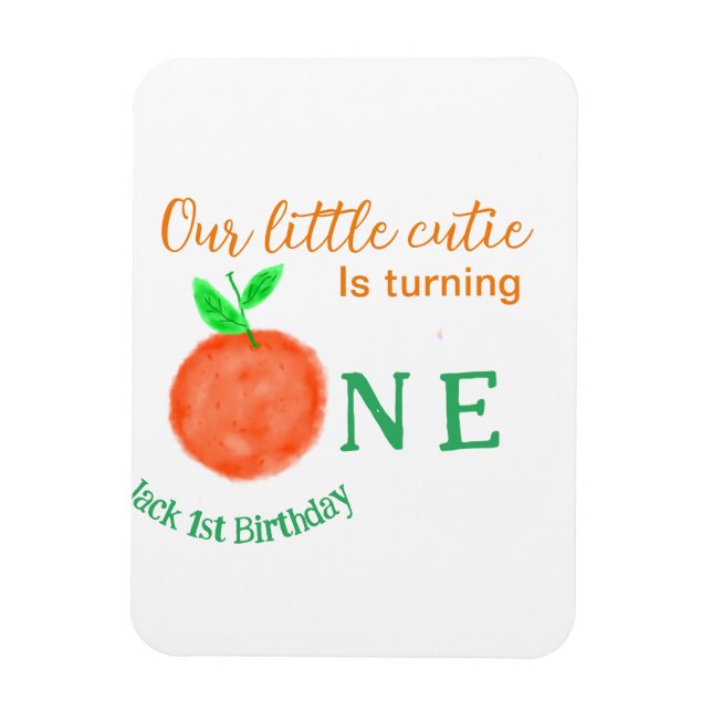 Íman Nossa pequena fruta de citros laranja de aniversár (Vertical)
