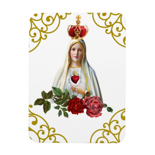 Íman Nossa Senhora da Fatima Rosary Crown Rosas (Vertical)