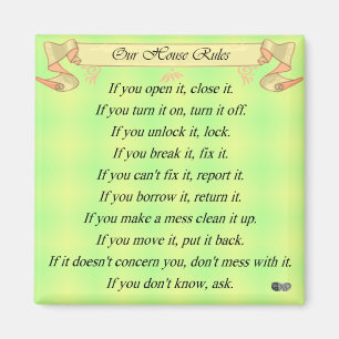 Íman Nossas regras da casa