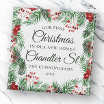Íman Nosso Primeiro Natal em nossa Nova Aquarela<br><div class="desc">O nosso Primeiro Natal na Rua (),  em serifa clássica e simples e tipografia cursiva de guiões,  num fundo simples moderno de botânica de folhagem de aquarelas</div>
