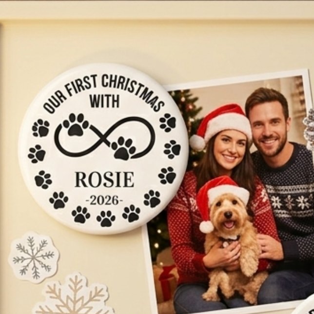 Íman Nosso Primeiro Natal Pet Infinito Marca de Pata Pe (our first christmas with - family photo )