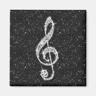 Íman Nota Musical Diamante Espelhado Glitzy Impresso