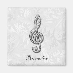 Íman Nota Musical Personalizada com Diamantes em Padrão