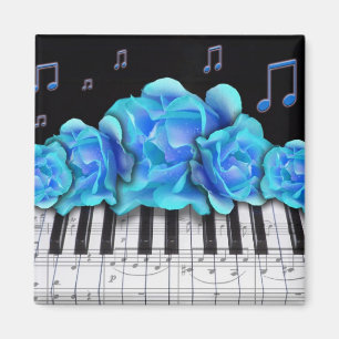 Íman Notas azuis do teclado e da música de piano dos