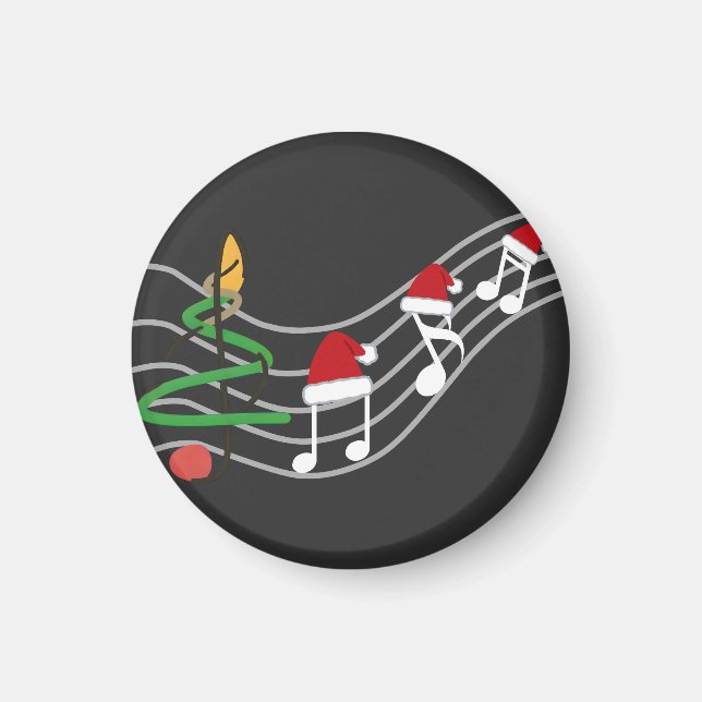 Íman Notas de Música de Natal Santa Hat Treble Clef (Frente)