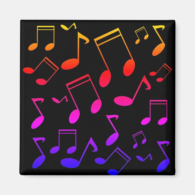 Íman Notas de música pretas Cores do arco-íris (Frente)