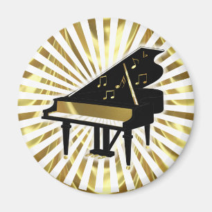 Íman Notas Dourados e pretas da música do piano de