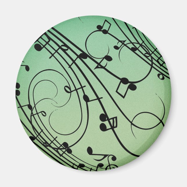 Íman Notas Elegantes Design de Música Verde (Frente)