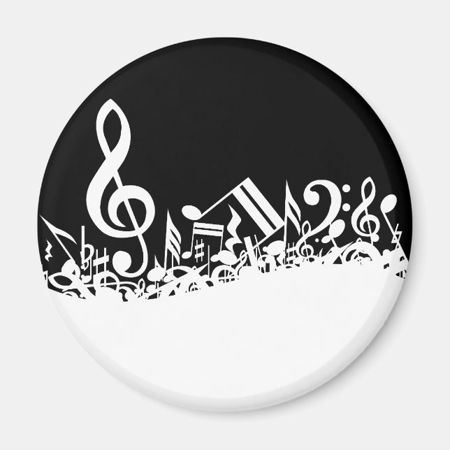 Íman Notas Musicais Brancas em Preto (Frente)