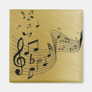 Íman Notas Musicais Dourado Brilhante