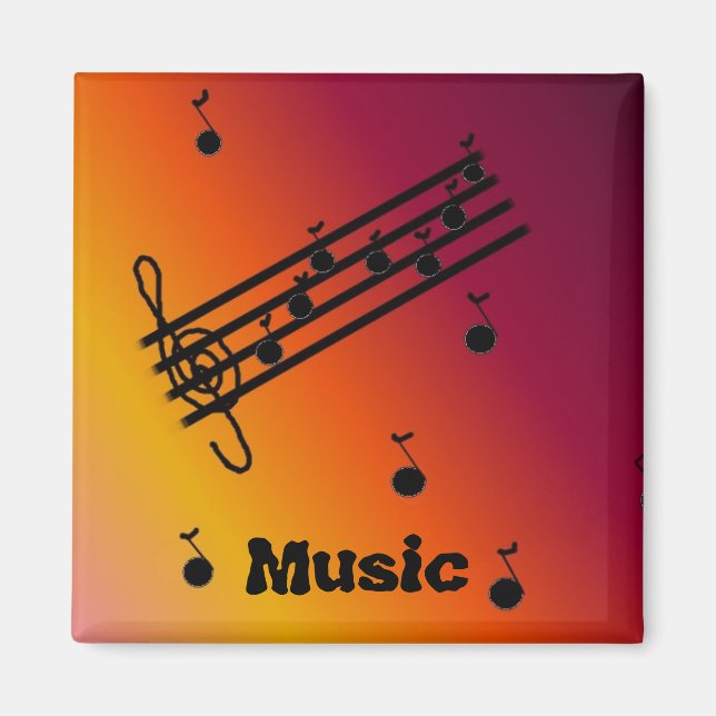Íman Notas Musicais em Fundo Variado (Frente)