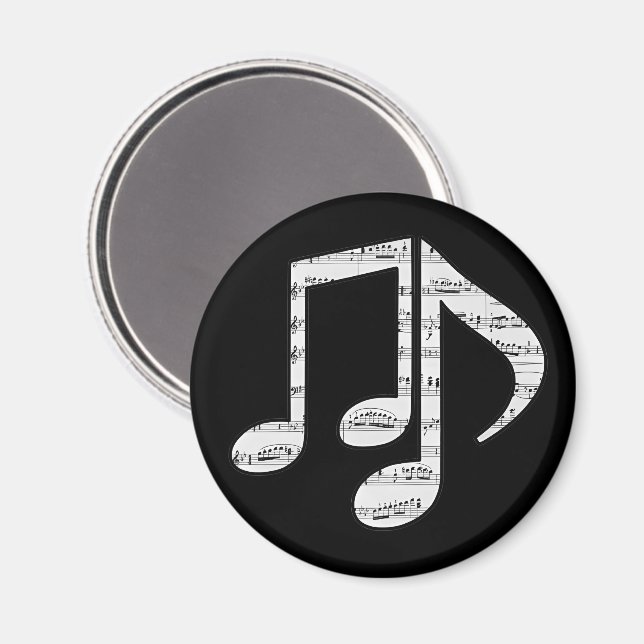 Íman Notas Musicais em Preto e Branco (Front/Back)