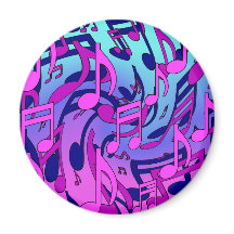 Notas Musicais Rosa Azul Roxo Aqua Padrão Animado