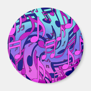Íman Notas Musicais Rosa Azul Roxo Aqua Padrão Animado