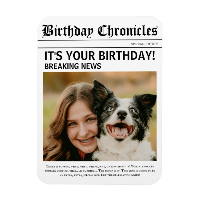 Íman Notícias de Aniversário  (Vertical)