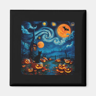 Íman Nova Arte Estrelada Noite Céu Arte Y Halloween Gat