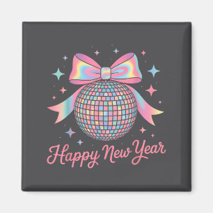 Íman Nova Bola de Discoteca Luxo Dourado Feliz Ano Novo